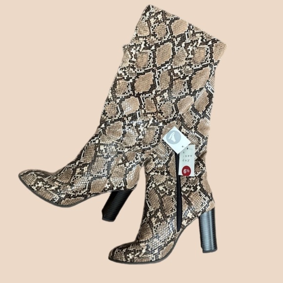 a new day Shoes - Snake print knee high boots